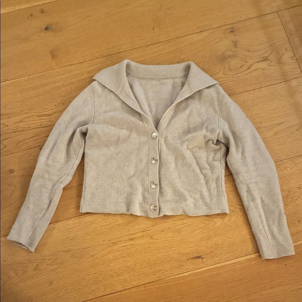 VINCE Cashmere Beige Button-Up Cardigan